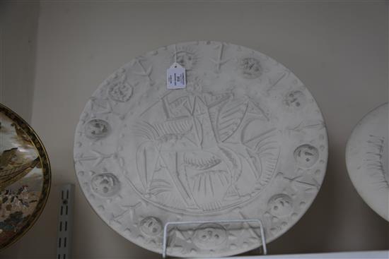 Pablo Picasso. A large Madoura Faune Cavalier pottery dish, c.1956, 42cm